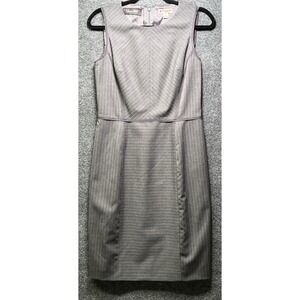Brooks Brothers Red Fleece Womens Sheath Dress Size 4 Gray Pinstripe Sleeveless